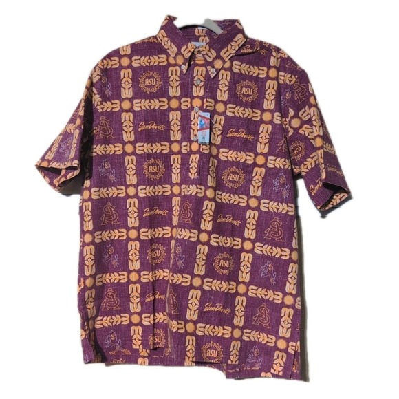 reyn spooner Other - ASU Arizona Sun Devils Shirt Mens M Maroon Yellow Reyn Spooner Hawaiian NEW